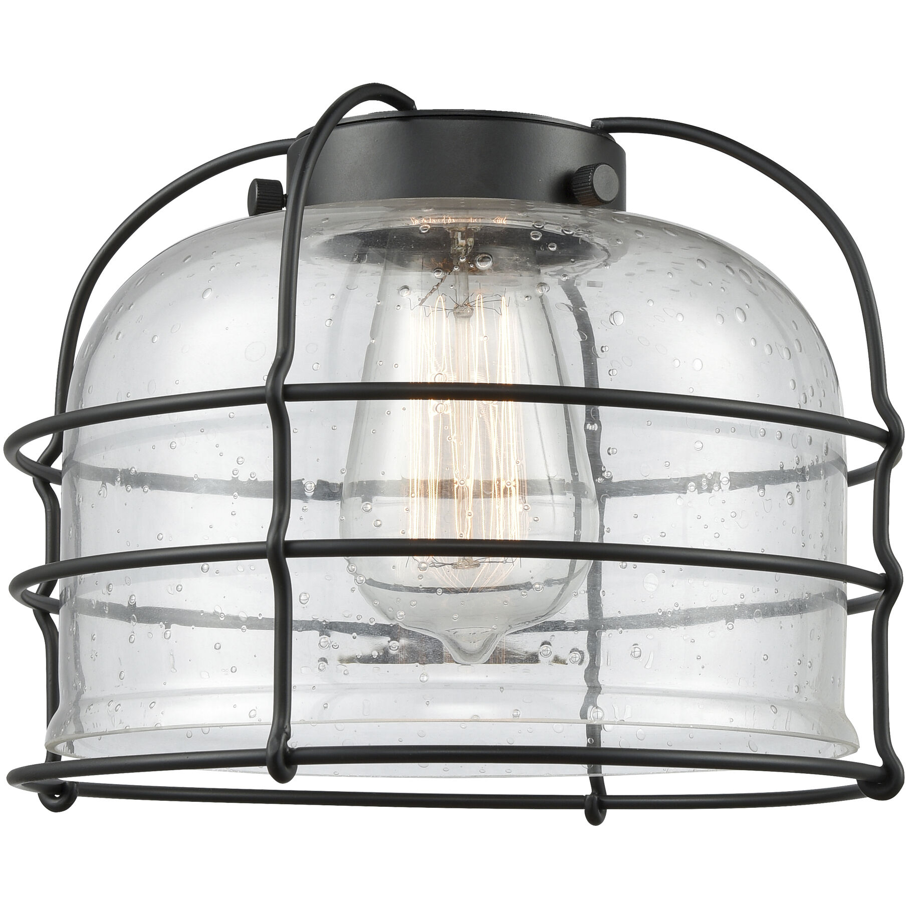 Franklin Restoration Bell Cage 1 Light 9 inch Matte Black Mini Pendant Ceiling Light in Incandescent, Seedy, Franklin Restoration